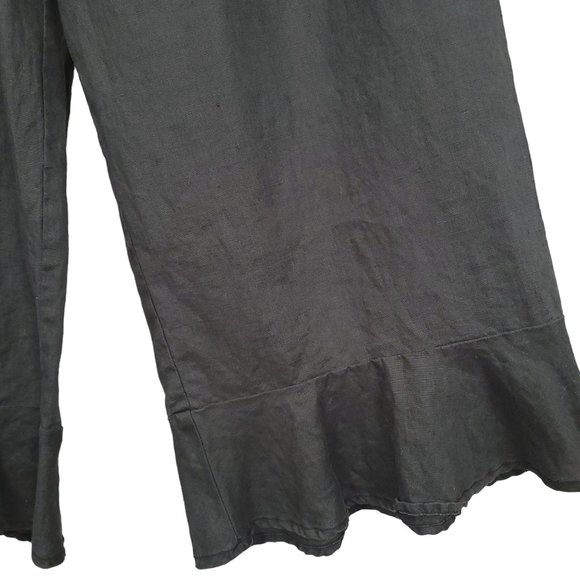 JUNONIA Women's Pants Size 1X Gray Linen Pull On Wide Leg Pockets Ruffle Hem - Picture 6 of 11